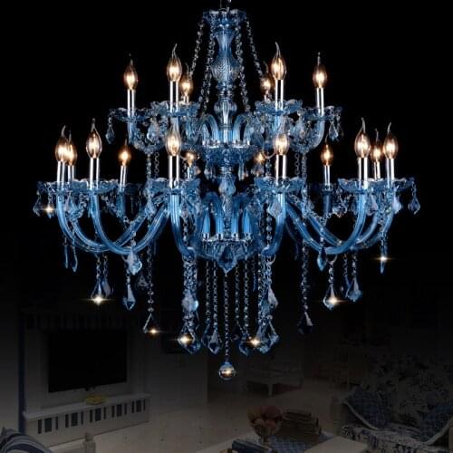 Blue Chandelier Light Clear Crystal Chandelier Modern Kitchen Chandeliers Blue Light Lamp for Living Room Hanging Lamp Crystal