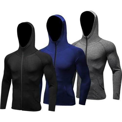 Lovmove long Sleeve Zipper Spandex Casual Hoodie Sports Jacket Coat Running Tshirt Fittness Shirts Bodybuilding Gym Clothing