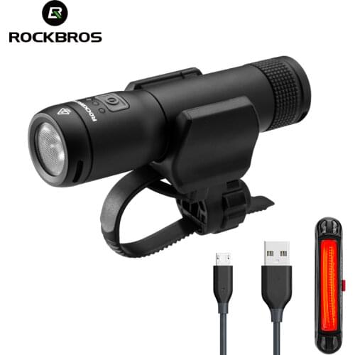 ROCKBROS Bike Headlight 700Lumen Replaceable Battery USB Rechargeable IPX6 Waterproof MTB Flashlight LED Light 6 Modes