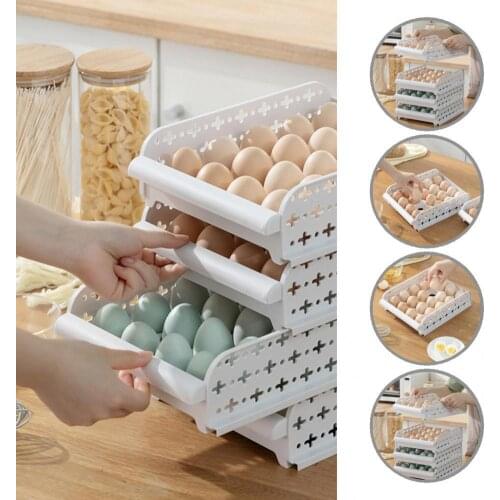 Large Capacity Stackable Refrigerator Dispenser Egg Storage Box for Cooking