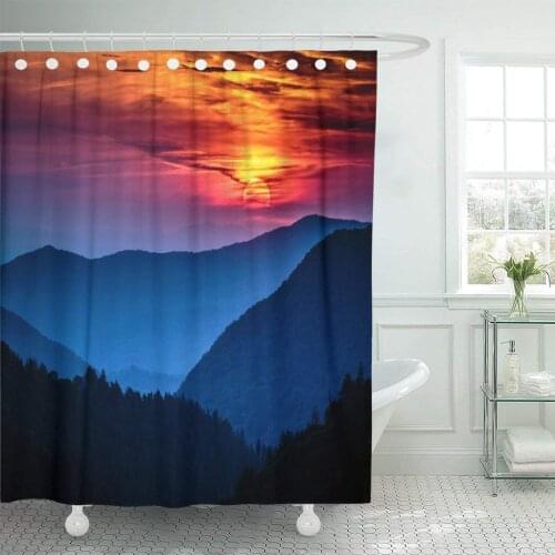 Great Smoky Mountains National Park Scenic Sunset Landscape Vacation Shower Curtain Waterproof Polyester Fabric 72 x 72 Inches
