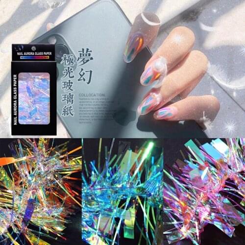 Manicure Light Sticker Glass Magic Color Paper Nail Art Laser Mirror Sticker Factory Direct Sales