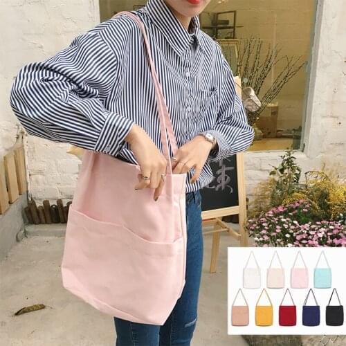 Women Canvas Bag Shopping Bag Ladies Shoulder Bag Female Cotton Fabric Totes Eco Cloth Bags Daily Use Foldable Beach Shopper