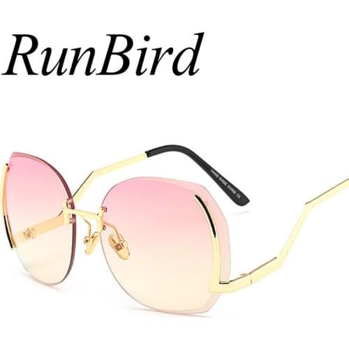 Rimless Gradient Classic Eyeglasses Sunglasses Metal Frame Women Men UV400 Vintage Sun Glasses Frame Retro Oversized 376R