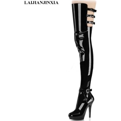 LAIJIANJINXIA New Womens Boot Unisex Pole Dancing Round Toe Over The Knee Thigh Boots 13cm High Heel Stiletto Boots