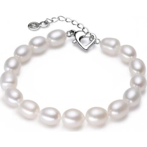 YKNRBPH Womens Rice Pearl Bracelet S925 Sterling Silver Girls Party/Wedding Fine Jewelry Bracelet