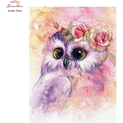 Golden Panno Diamant Malerei Eule Voll Platz Diamant Stickerei Cartoon Bilder Von Strass Diamant Mosaik Dekoration