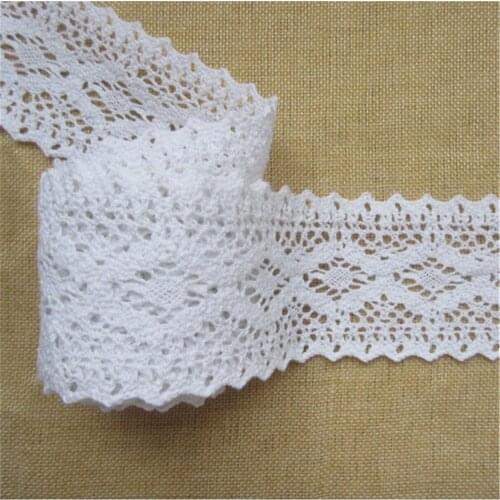 1 Yard 6cm White cotton Flower Lace Trim Ribbon Fabric Embroidered Applique Sewing Craft Crochet Wedding Dress Clothes Gift