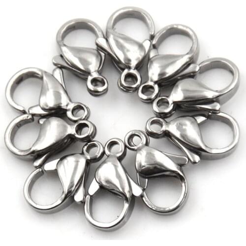 10Pcs/lot DIY Jewelry Pick Stainless Steel Lobster Clasps For Jewelry making necklace Bracelet Wholesale