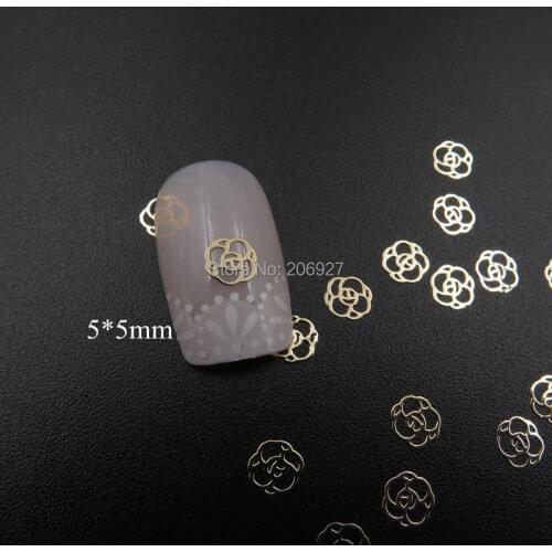 MS352-2 100pcs Gold Cute Flower Metal Sticker Nail Art Metal Sticker Nail Art Decoration Non-adhesive Sticker