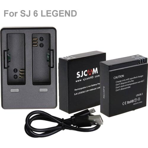 2Pcs 3.8V 1000mAh SJ 6 Original SJCAM SJ6 Batteries with USB Dual charger For SJCAM SJ6 Legend Action Camera