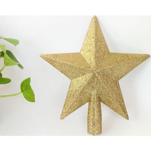 20cm Star Christmas Tree Topper Glitter Christmas Tree Decoration for Party Home Decoration Christmas tree top five-pointed star