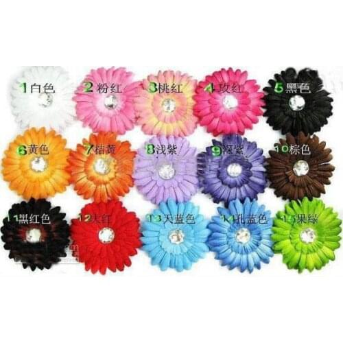 - 300pcs 4 Inch Baby Crystal Flower Hair Bow Clip 4'' Girl Gerbera Flowers 4Inch Hair Clips