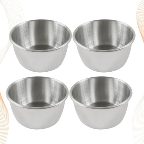 4pcs Stainless Steel Hot Pot Dipping Bowl Small Sauce Cup Seasoning Dish Saucer Appetizer Plates Sauce Container for Restaurant