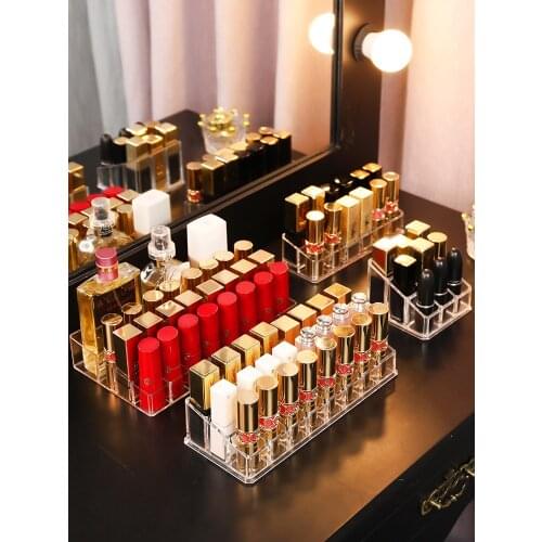9/12 Grid Transparent Lipstick Storage Box Acrylic Makeup Organizer Cosmetic Storage Rack Desktop Finishing Bathroom Storage