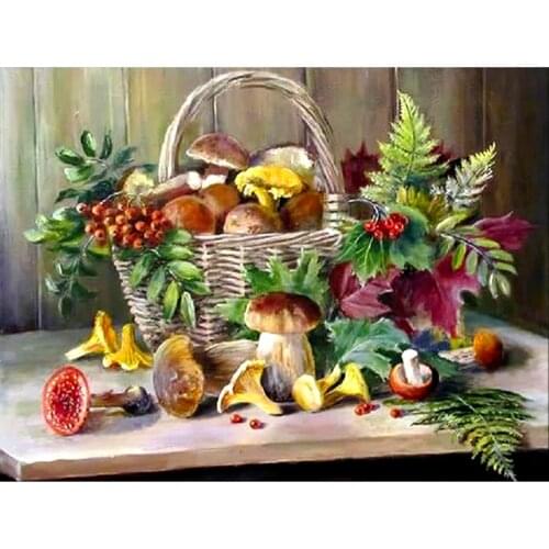 Full Square/Round Drill 5D DIY Diamond Painting "Basket and mushrooms" 3D Diamond Embroidery Cross Stitch Home Decor Gifts