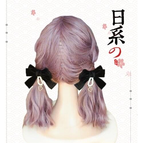 Bow Pearl Strawberry Love Ribbon Pair Clip Headdress Korean Soft Girl Handmade Hairpin Ornaments Sweet Lolita Double Horsetail