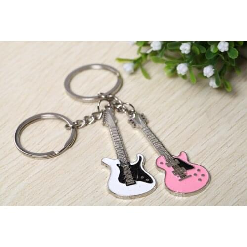 FREE SHIPPING BY DHL 200pairs/lot 2015 New Zinc Alloy Guitar Couple Keychains Novelty Keyrings for Lovers