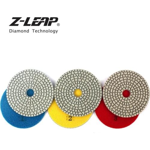 Z-LEAP 100mm 3pcs/Set 3 Step Diamond Polishing Pads 4 Inch Granite Marble Tile Grinding Wheels Polishing Angle Grinder Disc