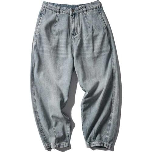 Hip Hop Baggy Jeans Mens Casual oversized Denim Distressed Streetwear Trousers Japanese Style Clothing