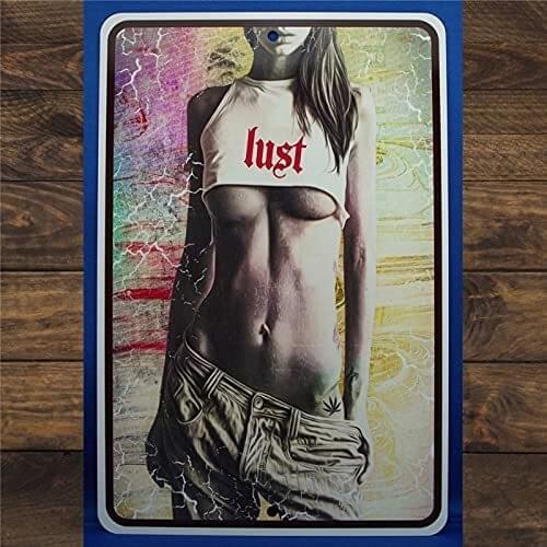 EricauBird Sexy Lady Metal Sign,Vintage Tin Plaque,Yard Sign Wall Hanging Art,Rustic Wall Decor for Home