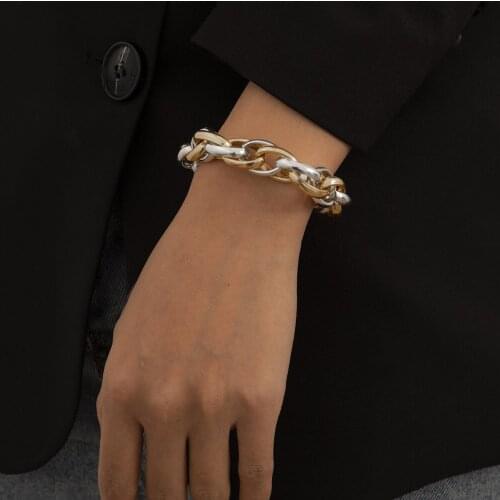 European and American Hip-hop Color Matching Irregular Winding Metal Chain Bracelets Female Exaggerated Simple Hollow Bracelet