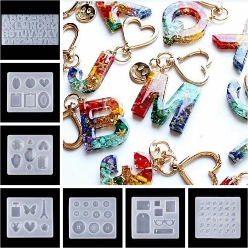 1PC Resin Molds Letter Transparent Silicone DIY Dropping Glue Mold Epoxy Molds For Jewelry Keychain Making Handmade Casting