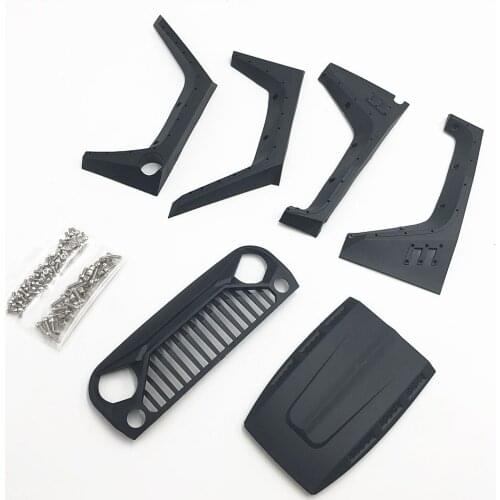 KYX Racing DIY Nylon Fender Hood Grille Set for 1/10 Rc Crawler Car Jeep Body