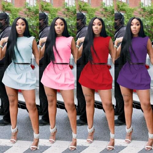 2021 summer and autumn new fashion sexy sports leisure multicolor vest ladies short skirt suit