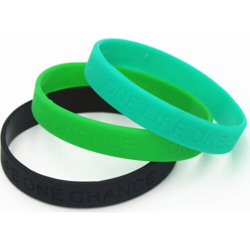 LUKENI Fashion One Life One Chance Silicone Wristband Black Blue Green Rubber Engraved Bracelets&Bangles Men Women Gifts SH066