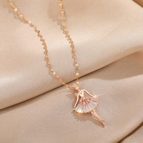 Fashion Crystal Peanut Taigang Necklace Korean Style Simple Female Clavicle Chain 925 Real Gold Ear Ring