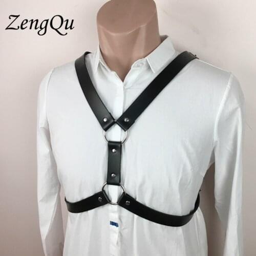 New Men Sexy Faux leather Y shape chest harness chest belt leather suspenders belt for Gay