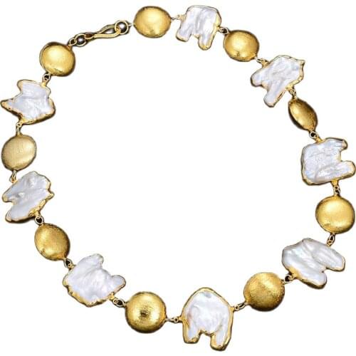 GG Jewelry 18" Freshwater Keshi Pearl 24 K Yellow Gold Plated Necklace
