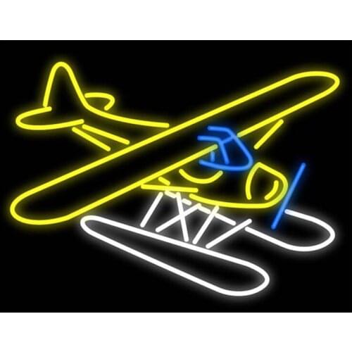 Piper Cub Float Plane Airplane Custom Handmade Real Glass Tube Shop Company Bar Motel Garage Decoration Display Neon Sign 31X24"