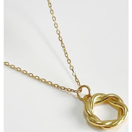 FASHION Authentic 925 Sterling silver Double rows Twisted Roped Rope Open circle Geometric pendant necklace Fine Jewelry x246