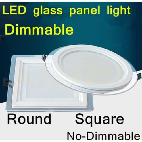 LED Panel Downlight Square/Round Glass Panel Lights 6W 12W 18W High Brightness Ceiling Recessed Lamps Dimmable AC110V/220V LED