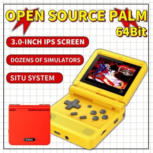 Powkiddy New V90 64 Bit Open Source Handheld Game Console IPS HD 3 inch Flip Retro Game Console For PS1 Children Game