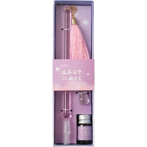 1Set Handmade Dip Pen Translucent Ink-saving Easy to Clean Art Crystal Signature Glass Pen Writing Supplies for Drawing