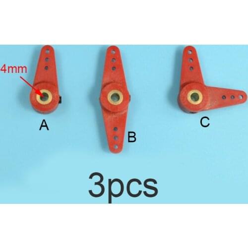 3 Pieces 4mm Red Nylon Rudder Steering Arm L Shape/Straight/Single Arm Accessory For RC Boat Model/Feeding/Bait Boat Model