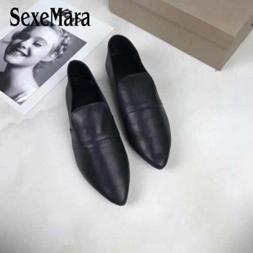 SexeMara Spring/Autumn Women Genuine Leather Shoes Comfortable soft Cowhide Pregnant mother Solid Female Driving Loafers Shoes