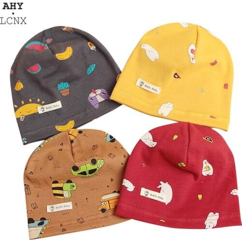 Spring Autumn Thin Baby Hat Beanie Children Girls Cartoon Animals Print Cotton Hats Newborn Kids Caps Baby Boy Beanies Bonnet