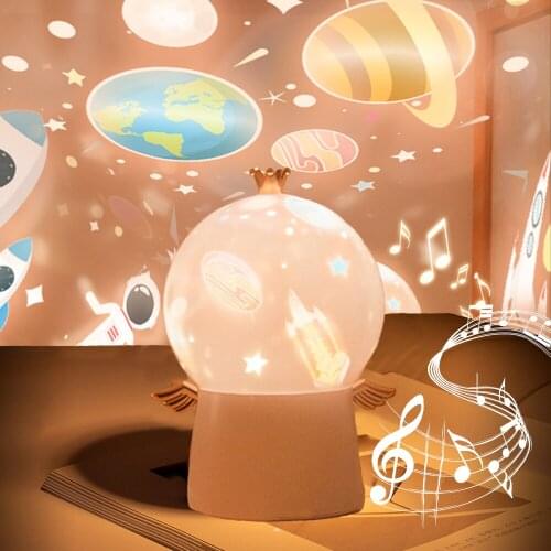Starry Sky Night Light Projector 6 Patterns Chargeable Bedroom Decor Baby Childrens Night Light Music Box LED Lamp Rotate