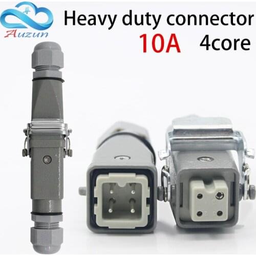Heavy-duty connector 4 (3 + 1) 10A 250V ha-004-4 is connected to the hot runner screw foot Butt plugs