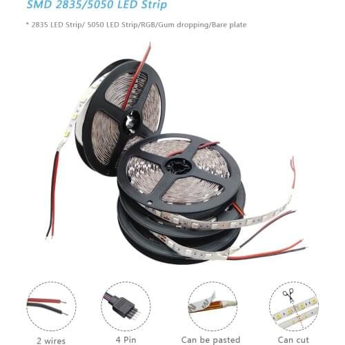 Led Strip Lights SMD 5050 2835 White/Warm White RGB Colors 5M Waterproof Flexible Diode Ribbon DC12V Lighting Home Decoration