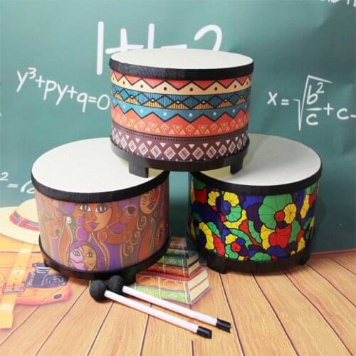 10 inch Wooden Hand Drum Kids Percussion Toy Wood Frame Drum Children Musical Game Wooden Drum Rattles Percussion Instruments