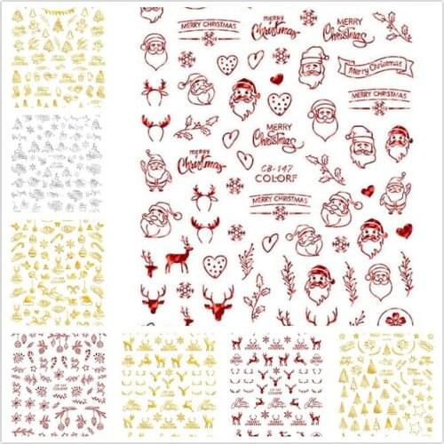 WHOLESALE 100pcs Nail Art Sticker Snowflake Tree Adhesive Sticker Decals for Christmas New Year Nail Art Decoration Manicure