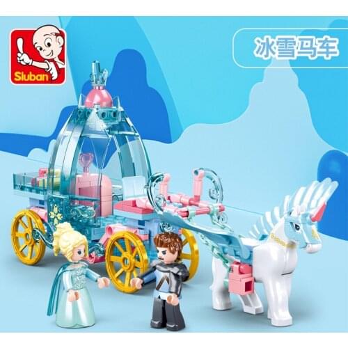 191PCS S Luban 0896 Winter Romance Princess Ice and Snow Carriage Assembly Model Girl Building Blocks Toy Car Gift