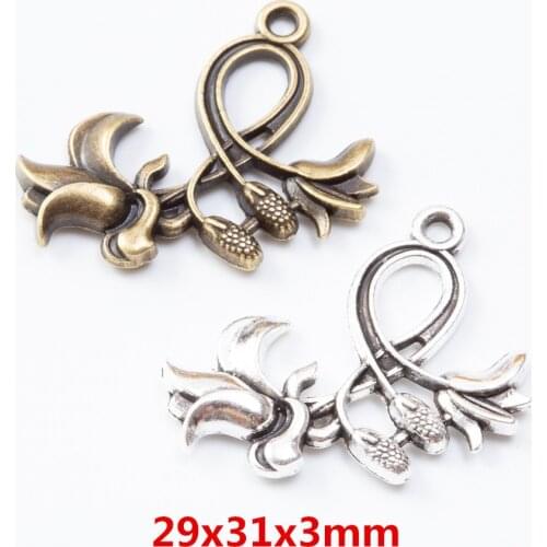 20 pieces of retro metal zinc alloy flower pendant for DIY handmade jewelry necklace making 7429