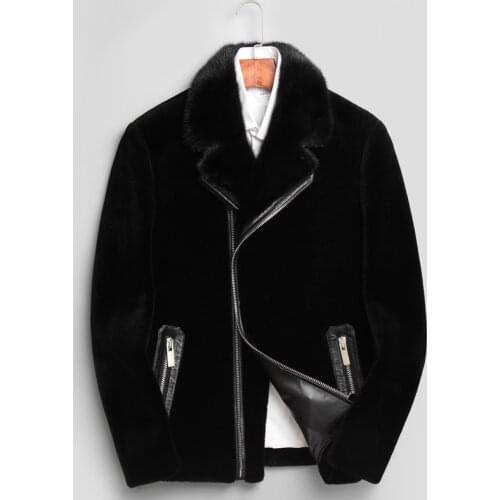 2021 New Winter Men Thick Warm Parka Real Fur Coat Male Genuine Leather Jacket Plus Size Business Motorcycle Bomber Outwear U18