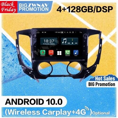 4+128G DSP Carplay Android 10 Screen Player For Mitsubishi Triton 2018 2019 2020 Car GPS Navigation Radio Audio Stereo Head Unit